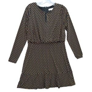 LOFT Floral‎ Print Long Sleeve Dress Mini Black Casual Career Size 6P